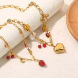 Fruit Pendants Jewelry Necklace Women's Style Non-fading Luxury Minimalist Heart Shaped Summer High-end Feeling Accessories