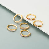 Fashion Geometric Inlaid Zircon Alloy Artificial Gemstones Copper Earrings