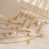 Stainless Steel 18K Gold Plated Ocean Animal Pendant Necklace Versatile Luxury Turtle Conch Shell Starfish Link Chain For Women