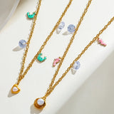 304 Stainless Steel Gold Plated Vacuum Electroplating (In Furnace) Gold Color Seahorse Heart-Shaped Crab Necklace for Women
