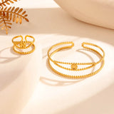 Titanium Steel  Fashion Simple Demon's Eye Design Adjustable Open Stainless Steel Jewelry Ring And Bracelet