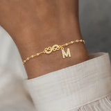 Vacuum Plating Golden Plated Letter Infinity 201 Stainless Steel Copper Elegant Retro Simple Style 201 Stainless Steel Lobster Trigger Clasp Closure Bracelets